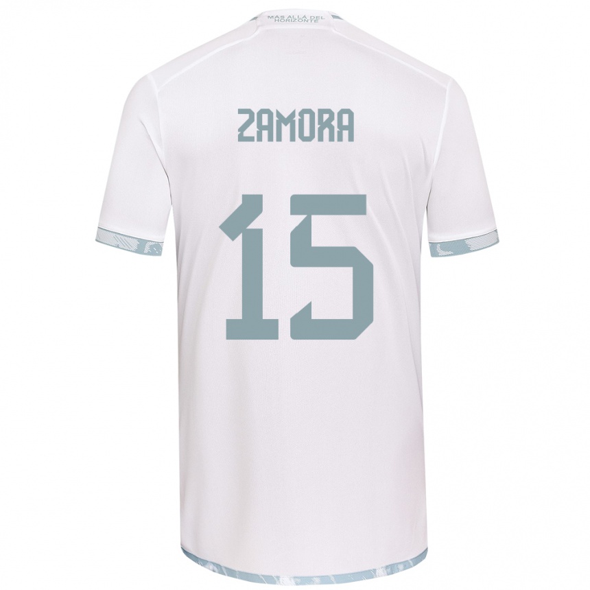 Kids Football Daniela Zamora #15 White Grey Away Jersey 2024/25 T-Shirt