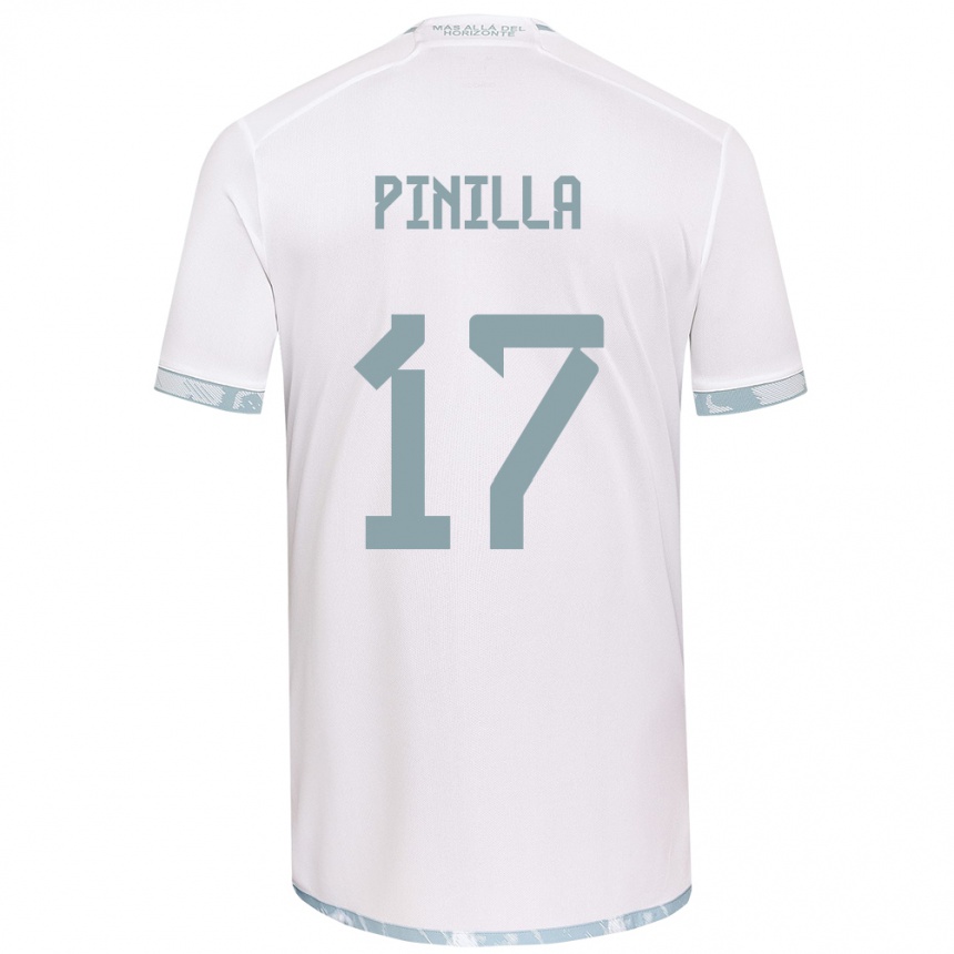 Kids Football Fernanda Pinilla #17 White Grey Away Jersey 2024/25 T-Shirt