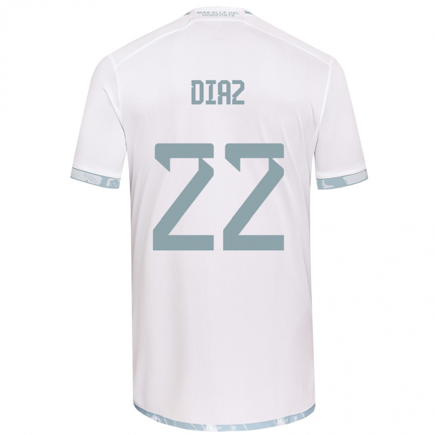 Kids Football Valentina Díaz #22 White Grey Away Jersey 2024/25 T-Shirt