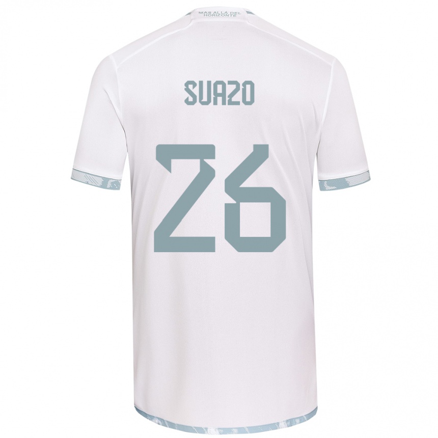 Kids Football Gretzel Suazo #26 White Grey Away Jersey 2024/25 T-Shirt