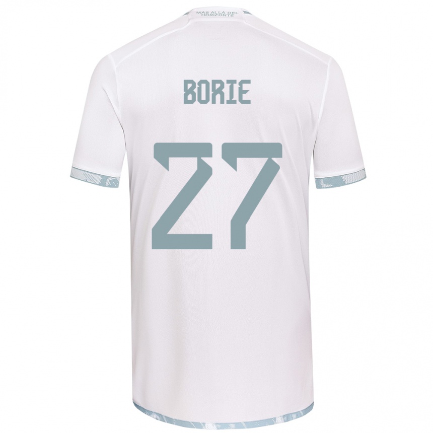 Kids Football Emilie Borie #27 White Grey Away Jersey 2024/25 T-Shirt