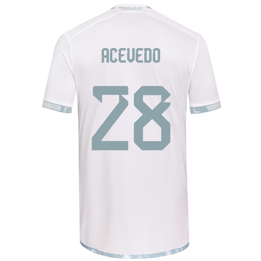 Kids Football Florencia Acevedo #28 White Grey Away Jersey 2024/25 T-Shirt