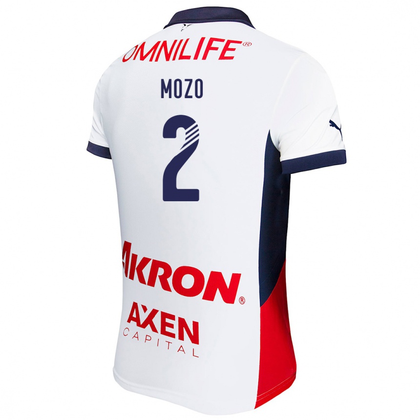 Kids Football Alan Mozo #2 White Red Blue Away Jersey 2024/25 T-Shirt