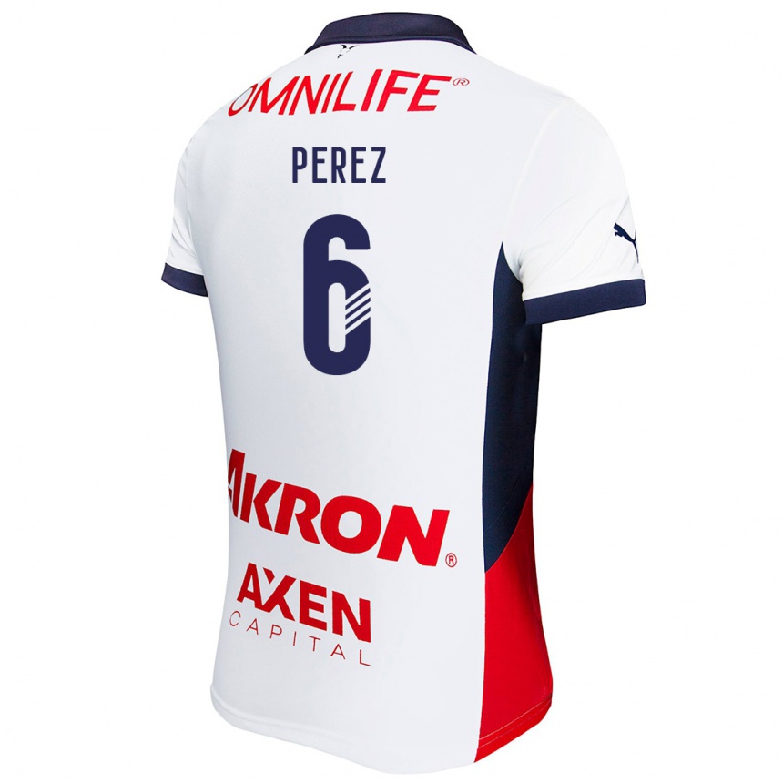 Kids Football Pável Pérez #6 White Red Blue Away Jersey 2024/25 T-Shirt