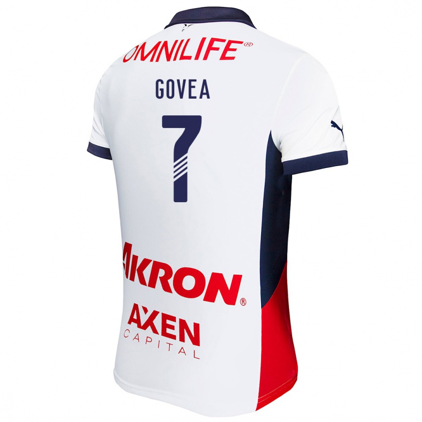 Kids Football Omar Govea #7 White Red Blue Away Jersey 2024/25 T-Shirt