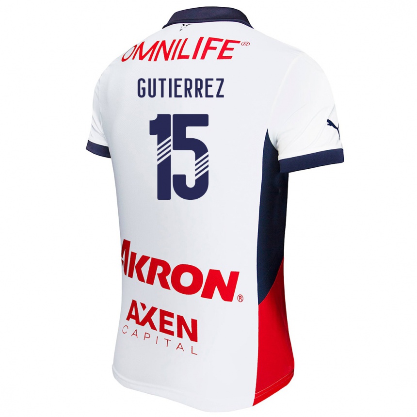 Kids Football Érick Gutiérrez #15 White Red Blue Away Jersey 2024/25 T-Shirt