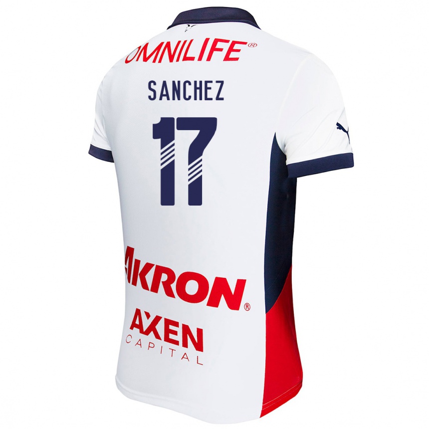 Kids Football Jesús Sánchez #17 White Red Blue Away Jersey 2024/25 T-Shirt