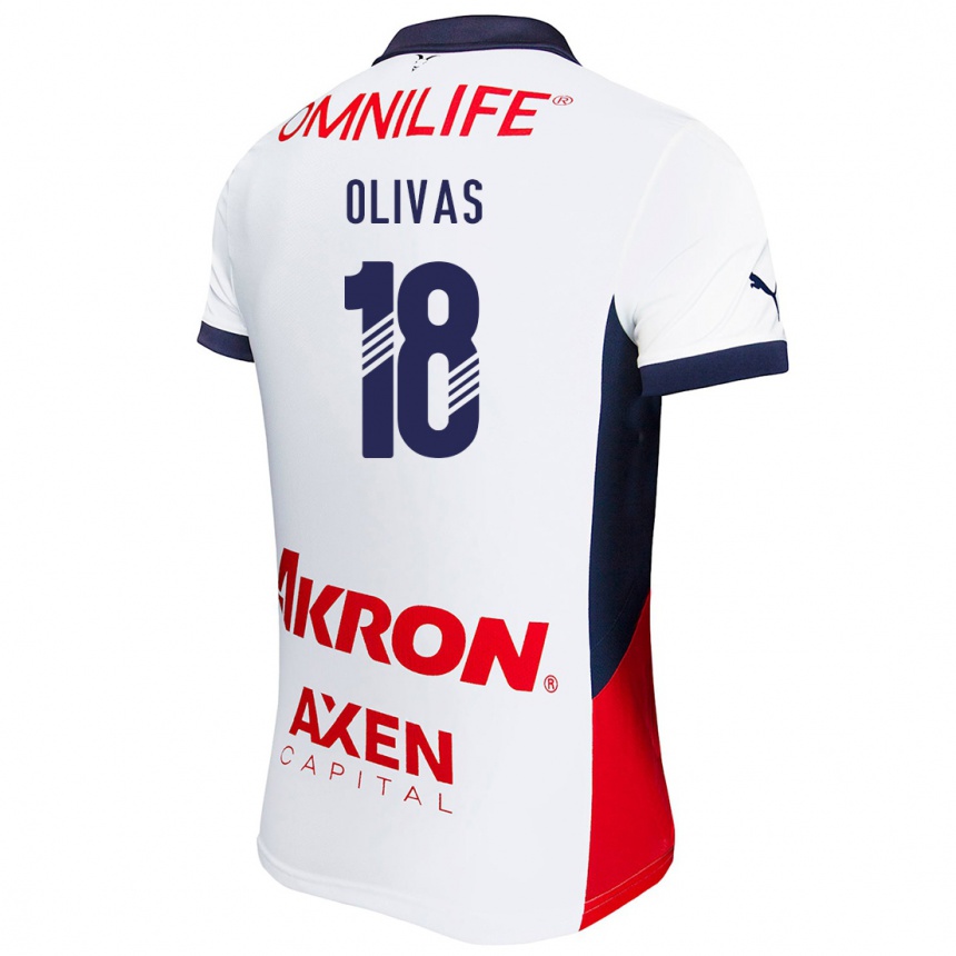 Kids Football Luis Olivas #18 White Red Blue Away Jersey 2024/25 T-Shirt