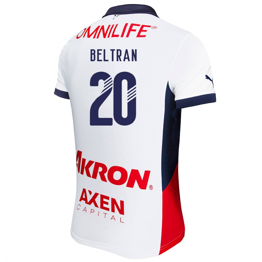 Kids Football Fernando Beltrán #20 White Red Blue Away Jersey 2024/25 T-Shirt