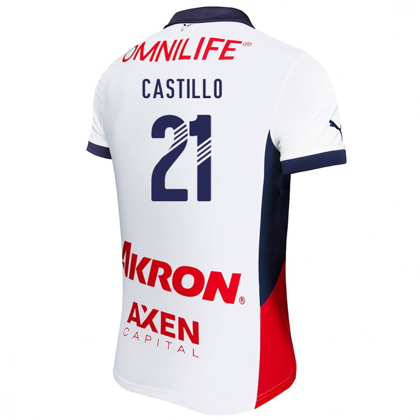 Kids Football José Castillo #21 White Red Blue Away Jersey 2024/25 T-Shirt