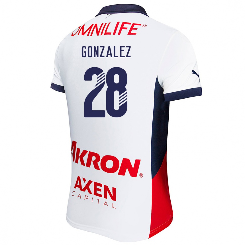 Kids Football Fernando González #28 White Red Blue Away Jersey 2024/25 T-Shirt