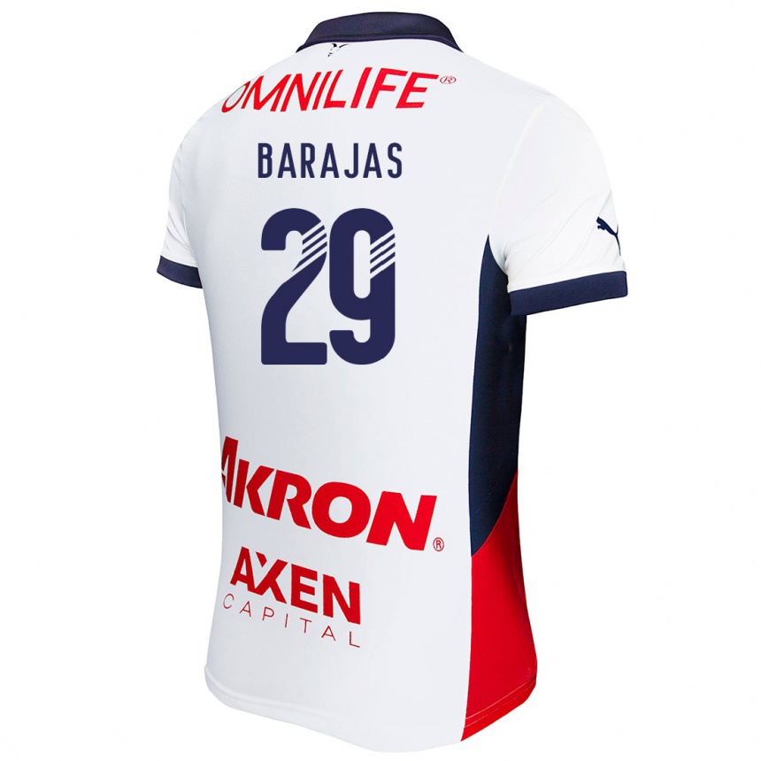 Kids Football Fidel Barajas #29 White Red Blue Away Jersey 2024/25 T-Shirt