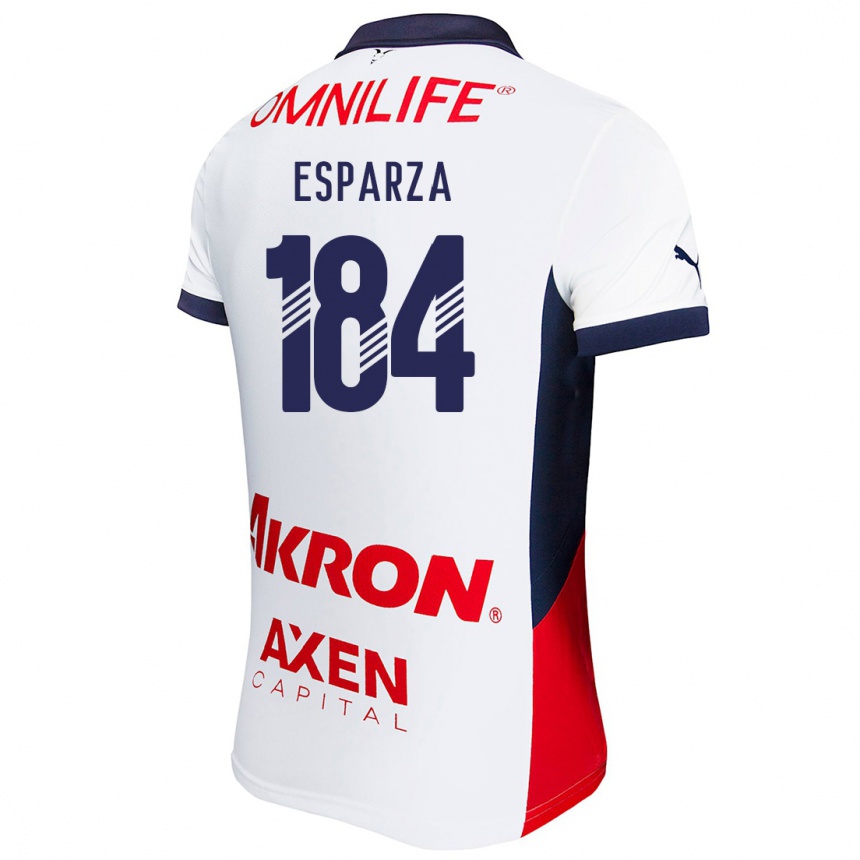 Kids Football Sebastián Esparza #184 White Red Blue Away Jersey 2024/25 T-Shirt