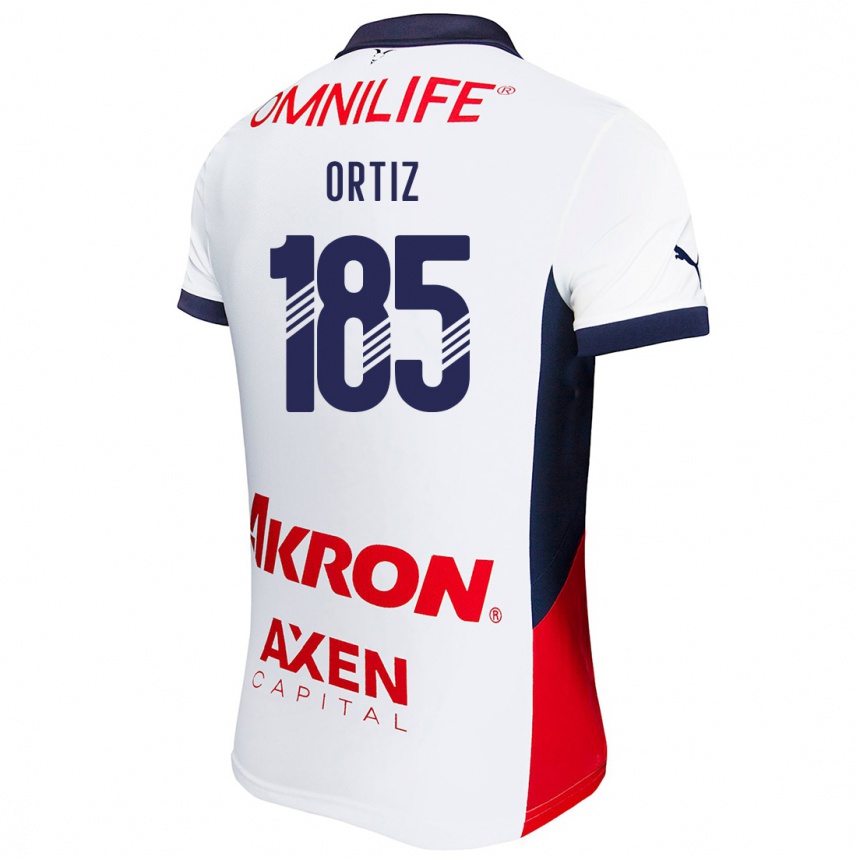 Kids Football Gibrán Ortiz #185 White Red Blue Away Jersey 2024/25 T-Shirt