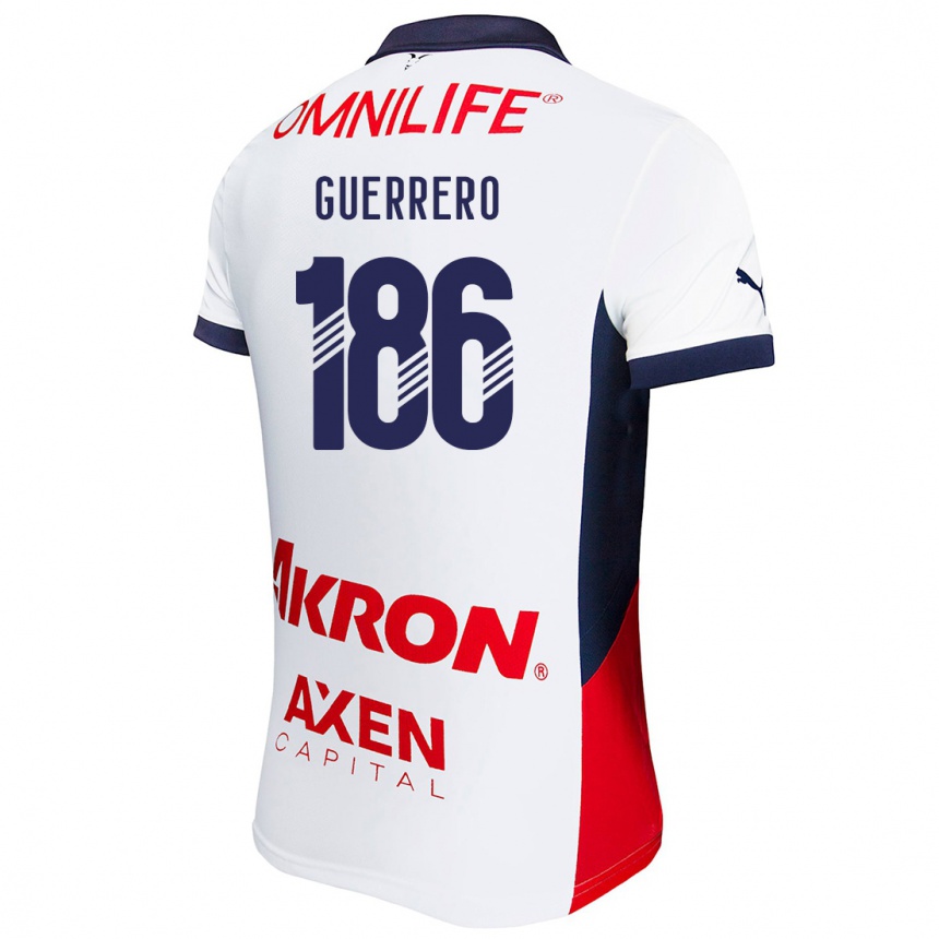 Kids Football Javier Guerrero #186 White Red Blue Away Jersey 2024/25 T-Shirt