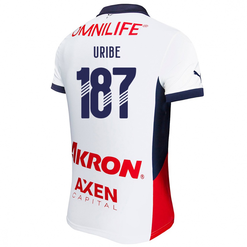 Kids Football Juan Uribe #187 White Red Blue Away Jersey 2024/25 T-Shirt