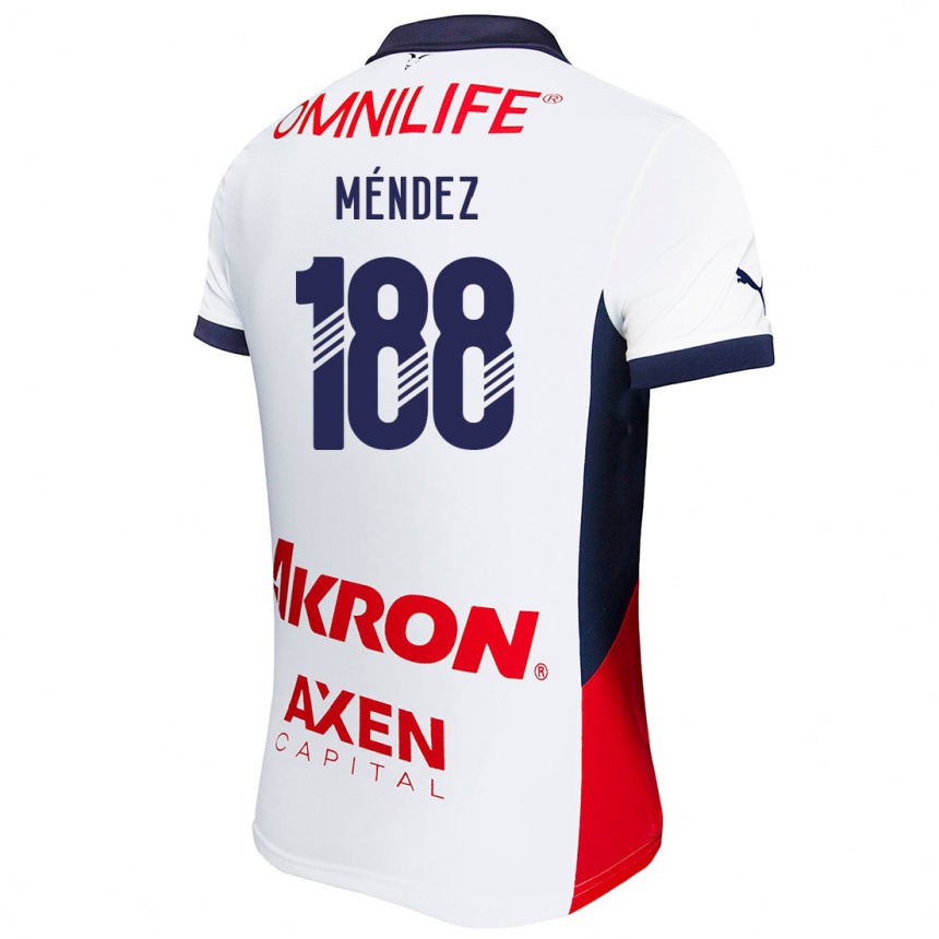 Kids Football Francisco Méndez #188 White Red Blue Away Jersey 2024/25 T-Shirt