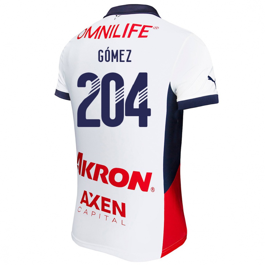 Kids Football Luis Gómez #204 White Red Blue Away Jersey 2024/25 T-Shirt