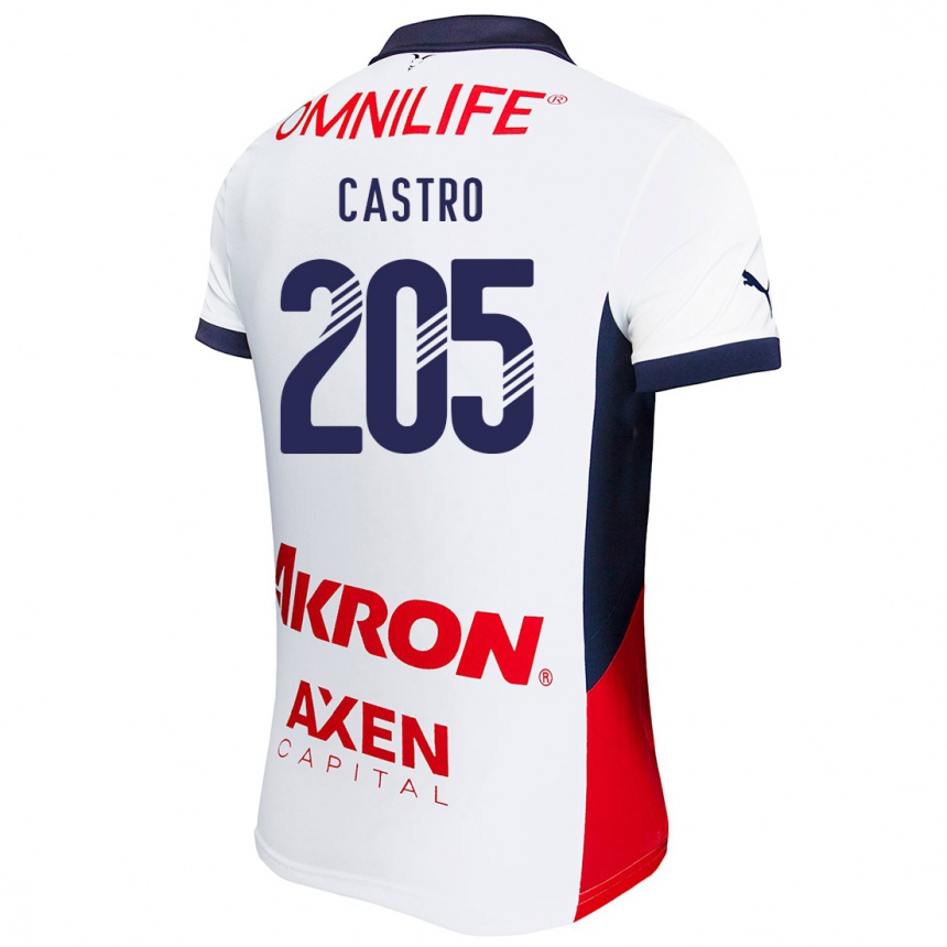 Kids Football Ariel Castro #205 White Red Blue Away Jersey 2024/25 T-Shirt