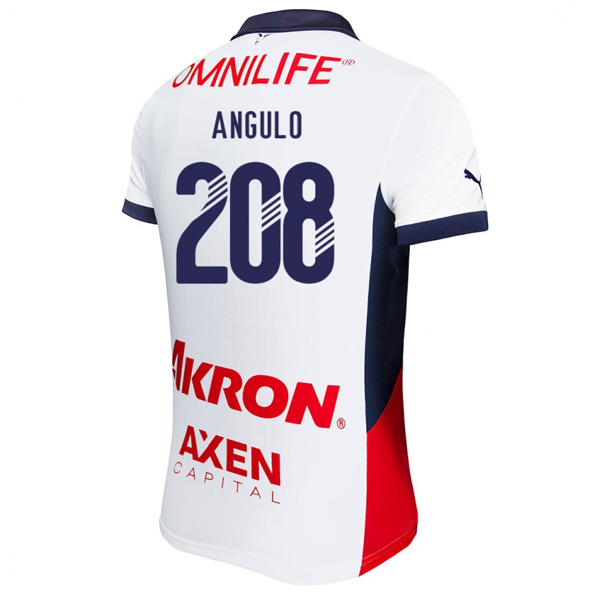 Kids Football Ismael Angulo #208 White Red Blue Away Jersey 2024/25 T-Shirt