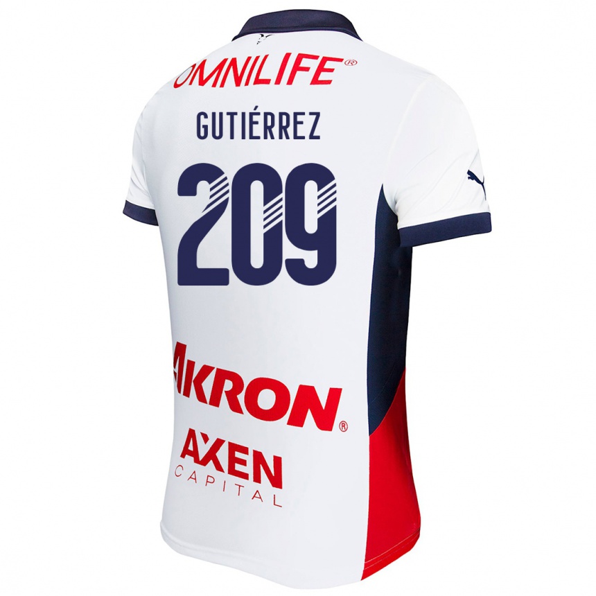 Kids Football Edgar Gutiérrez #209 White Red Blue Away Jersey 2024/25 T-Shirt