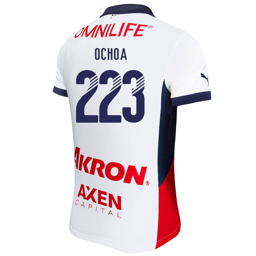 Kids Football Diego Ochoa #223 White Red Blue Away Jersey 2024/25 T-Shirt