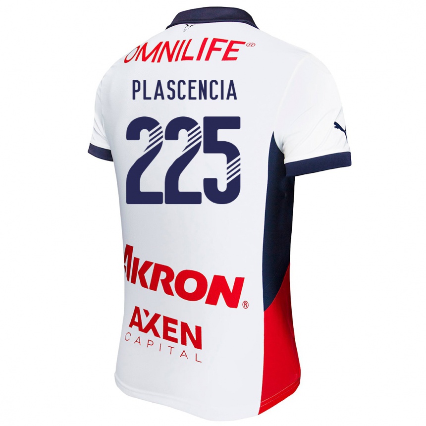 Kids Football Osvaldo Plascencia #225 White Red Blue Away Jersey 2024/25 T-Shirt