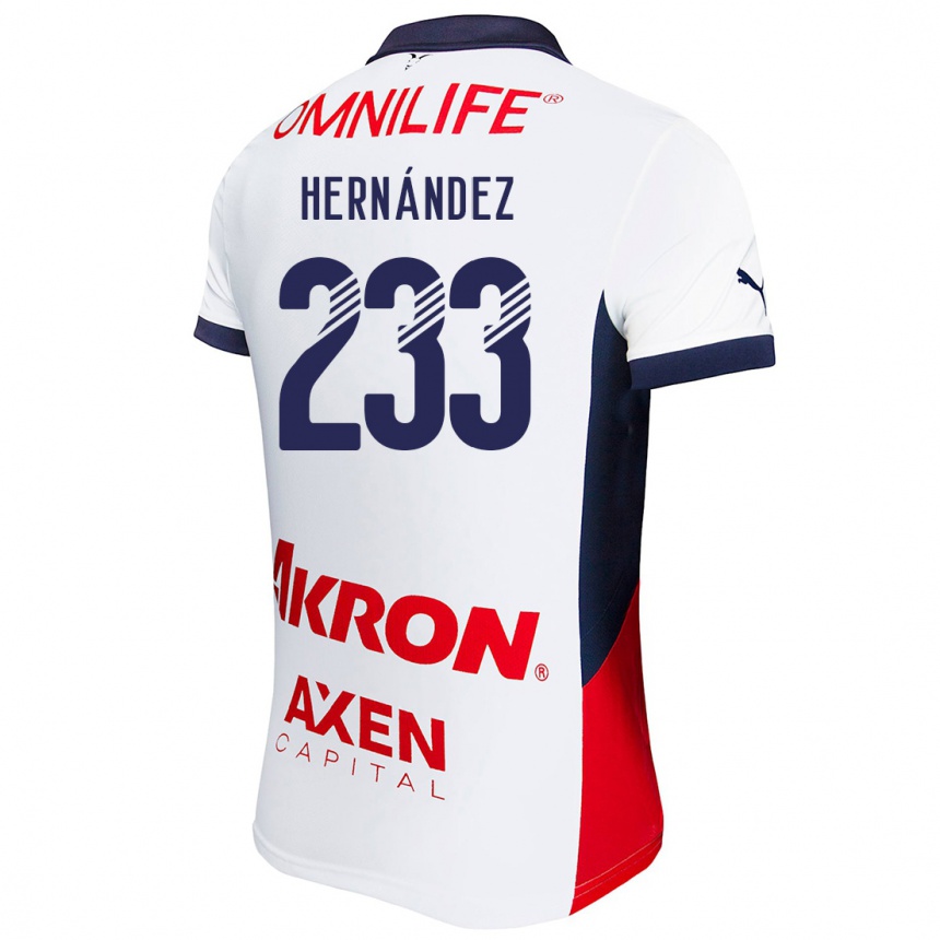 Kids Football Zinedine Hernández #233 White Red Blue Away Jersey 2024/25 T-Shirt