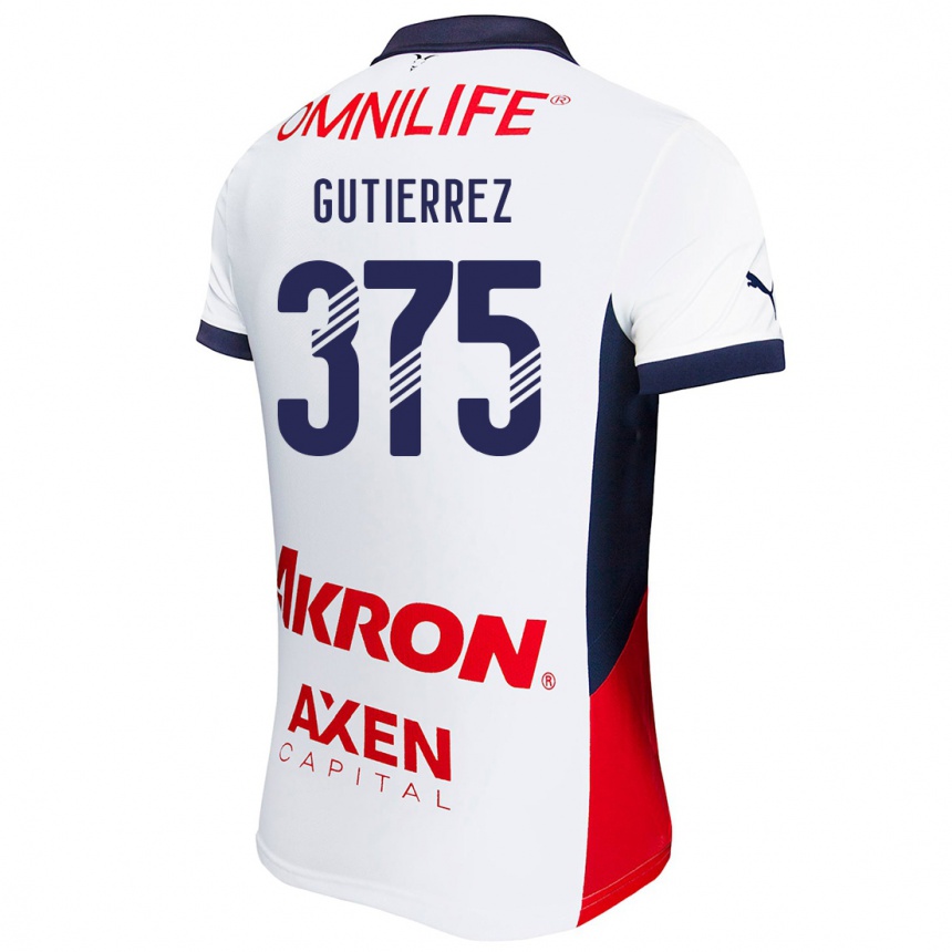 Kids Football Gerson Gutiérrez #375 White Red Blue Away Jersey 2024/25 T-Shirt