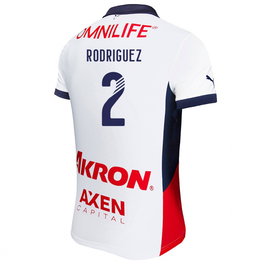 Kids Football Jaqueline Rodríguez #2 White Red Blue Away Jersey 2024/25 T-Shirt