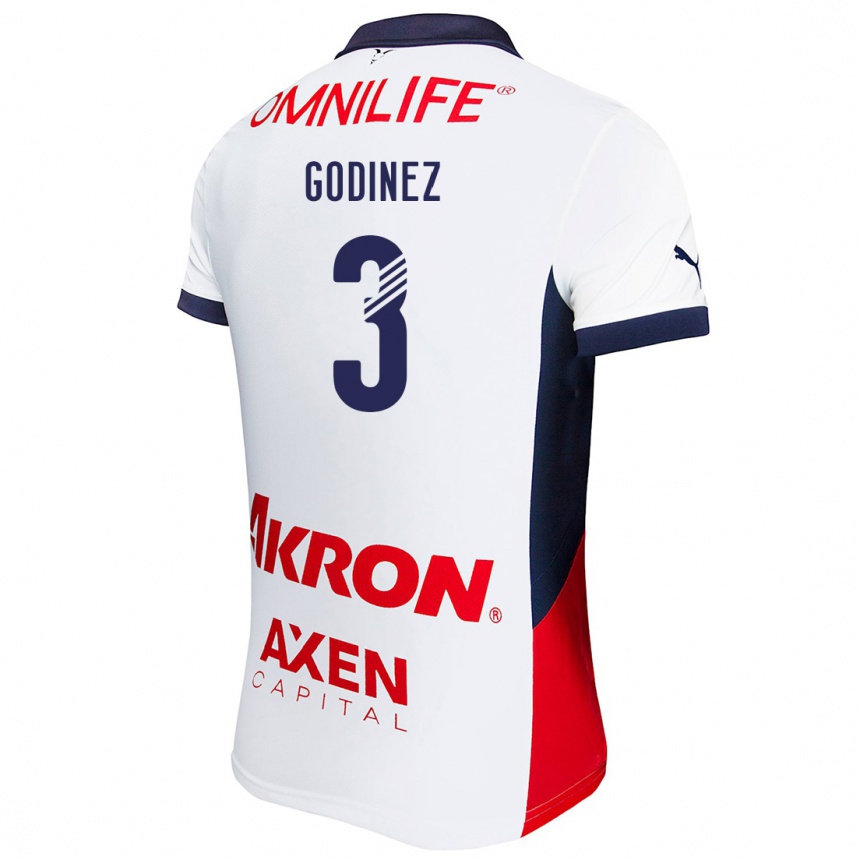 Kids Football Damaris Godínez #3 White Red Blue Away Jersey 2024/25 T-Shirt