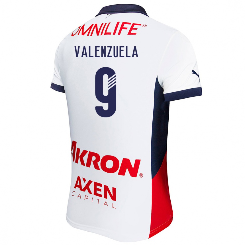 Kids Football Gabriela Valenzuela #9 White Red Blue Away Jersey 2024/25 T-Shirt