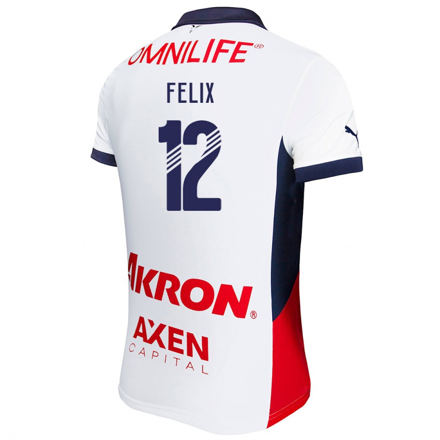 Kids Football Blanca Félix #12 White Red Blue Away Jersey 2024/25 T-Shirt