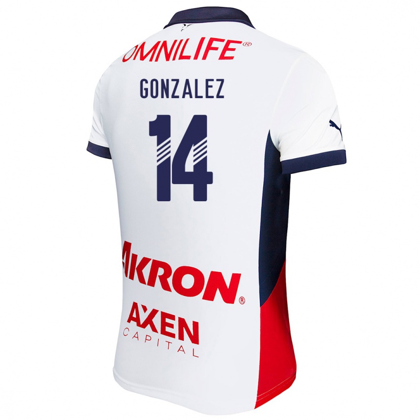 Kids Football Ivonne González #14 White Red Blue Away Jersey 2024/25 T-Shirt