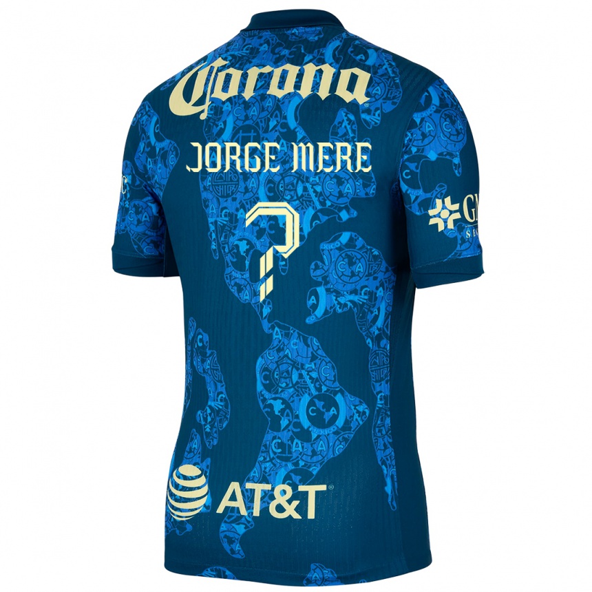 Kids Football Jorge Meré #0 Blue Yellow Away Jersey 2024/25 T-Shirt