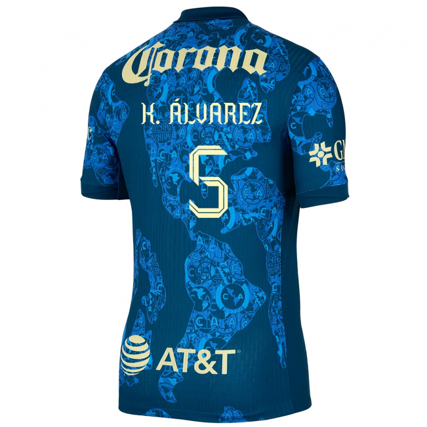 Kids Football Kevin Álvarez #5 Blue Yellow Away Jersey 2024/25 T-Shirt