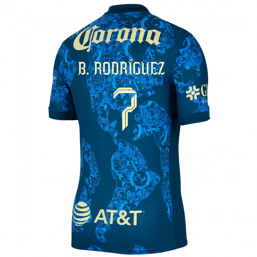 Kids Football Brian Rodríguez #7 Blue Yellow Away Jersey 2024/25 T-Shirt