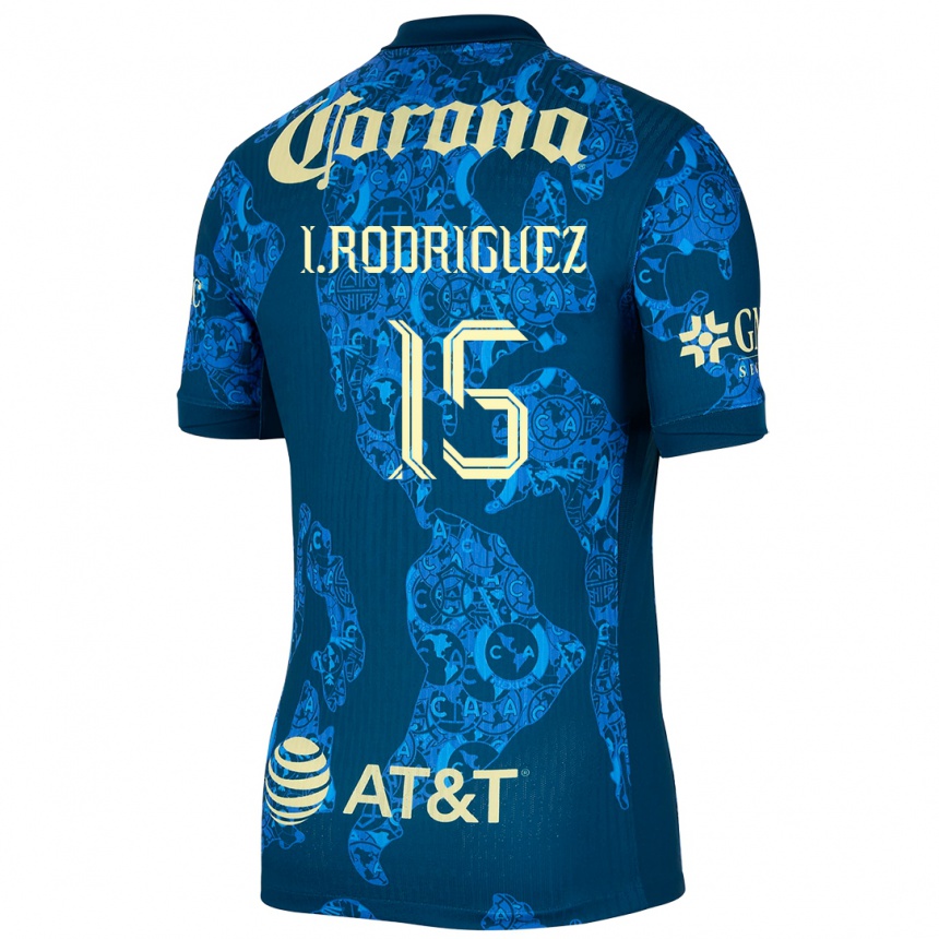 Kids Football Iván Rodríguez #15 Blue Yellow Away Jersey 2024/25 T-Shirt