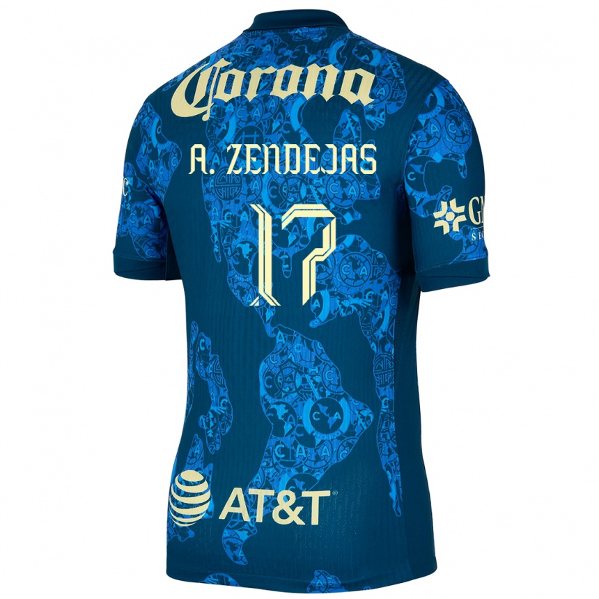 Kids Football Álex Zendejas #17 Blue Yellow Away Jersey 2024/25 T-Shirt