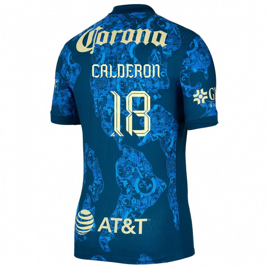 Kids Football Cristian Calderón #18 Blue Yellow Away Jersey 2024/25 T-Shirt