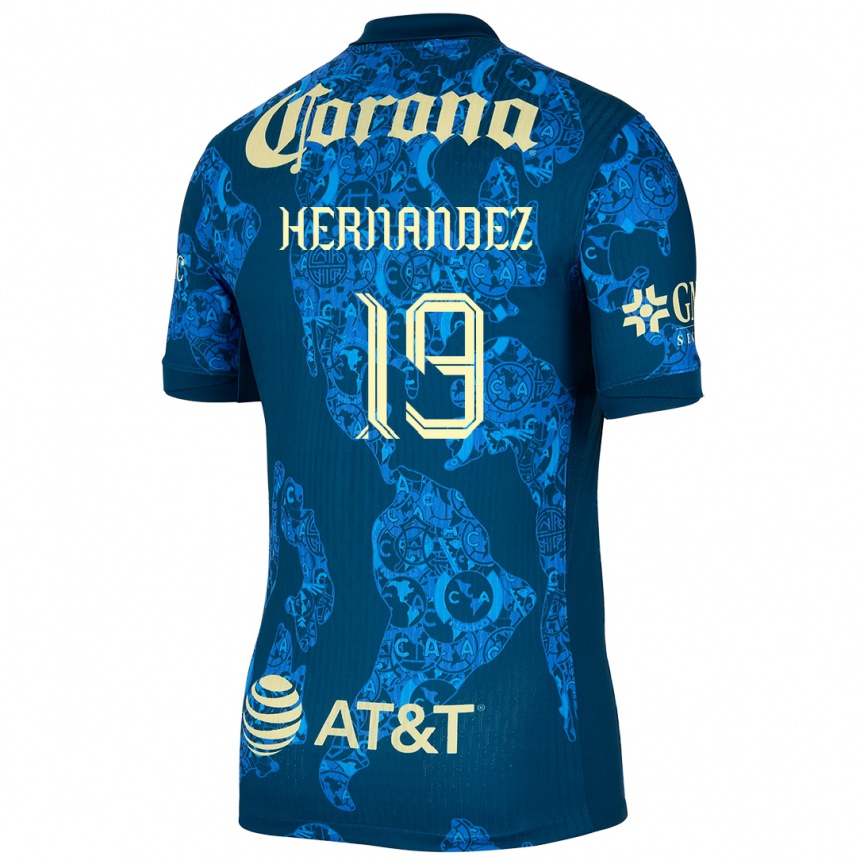 Kids Football Illian Hernández #19 Blue Yellow Away Jersey 2024/25 T-Shirt