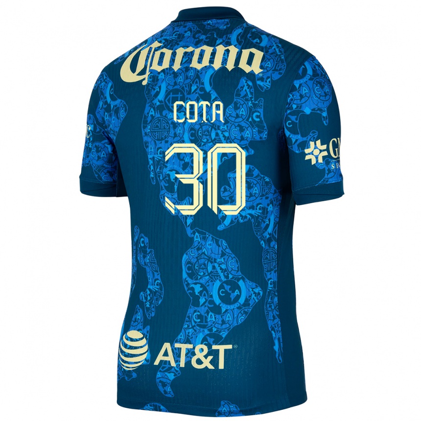 Kids Football Rodolfo Cota #30 Blue Yellow Away Jersey 2024/25 T-Shirt