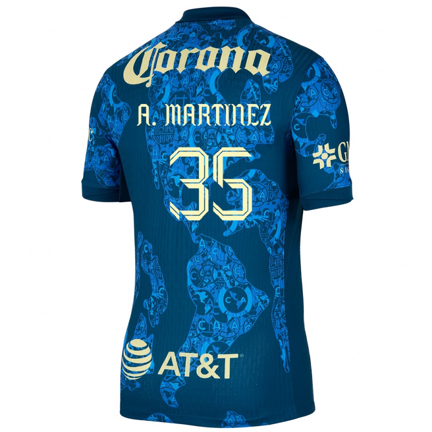 Kids Football Arturo Martínez #35 Blue Yellow Away Jersey 2024/25 T-Shirt