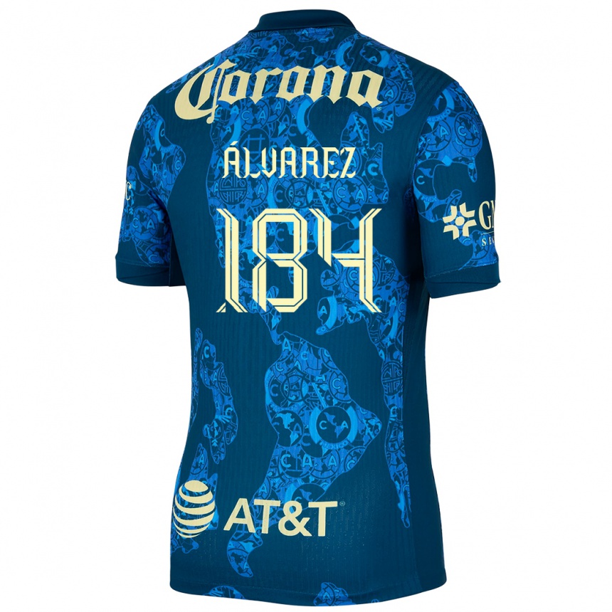 Kids Football Antonio Álvarez #184 Blue Yellow Away Jersey 2024/25 T-Shirt