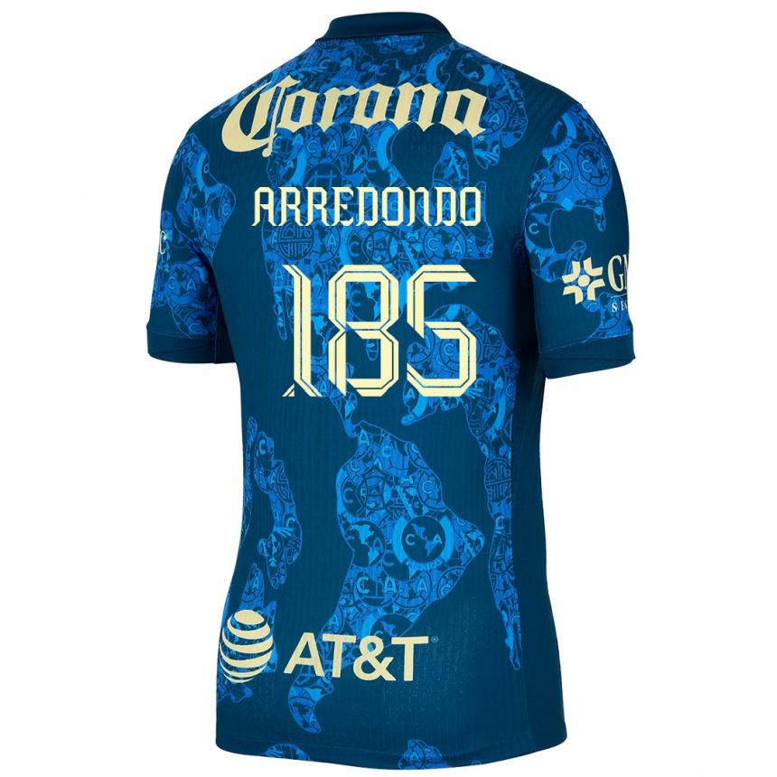 Kids Football Aarón Arredondo #185 Blue Yellow Away Jersey 2024/25 T-Shirt