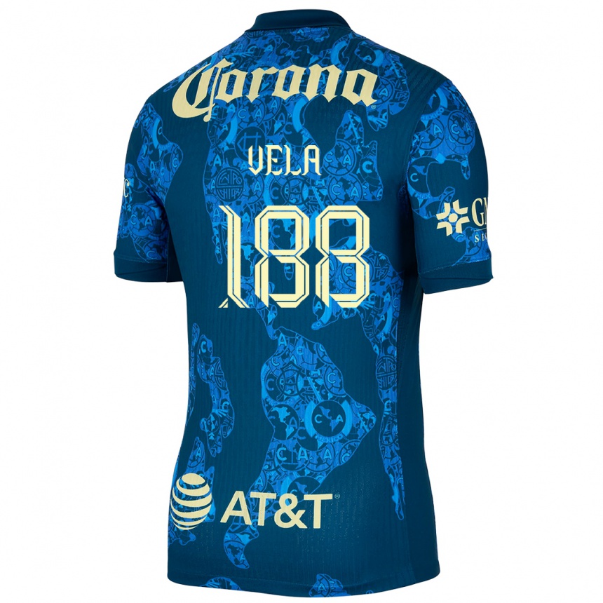 Kids Football Christo Vela #188 Blue Yellow Away Jersey 2024/25 T-Shirt