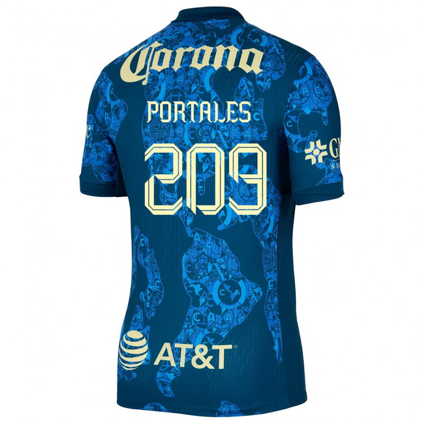 Kids Football Walter Portales #209 Blue Yellow Away Jersey 2024/25 T-Shirt