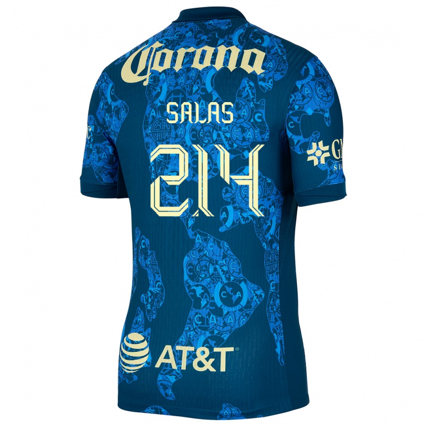 Kids Football Patricio Salas #214 Blue Yellow Away Jersey 2024/25 T-Shirt