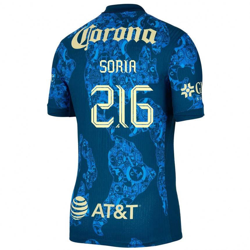 Kids Football Emiliano Soria #216 Blue Yellow Away Jersey 2024/25 T-Shirt