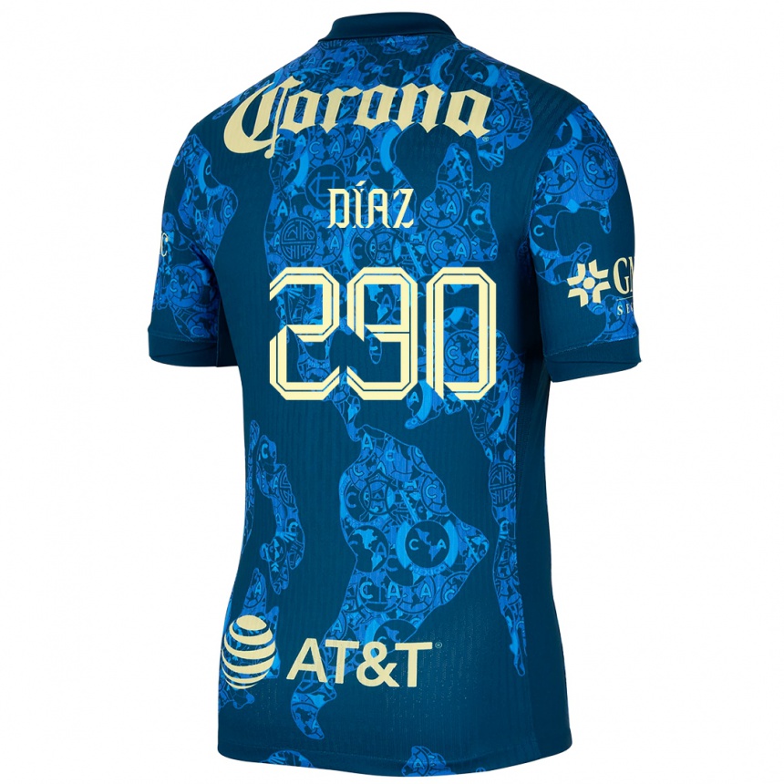 Kids Football Julio Díaz #290 Blue Yellow Away Jersey 2024/25 T-Shirt